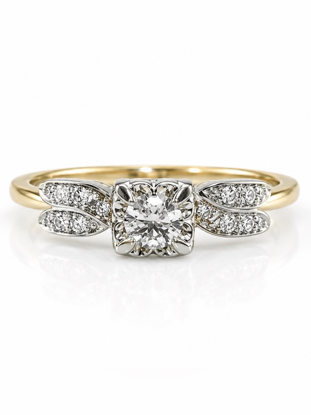 Antique Estate Solid 14K Gold Natural Diamond Engagement Ring 1940s Vintage